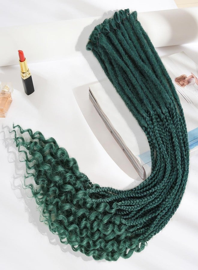 LADY MIRANDA 26 Inch Dreadlock Extensions 20 Strands SE Dreads Extensions Special Designs in 1 Dreadlocks Mixed Dread Braid and Curls Synthetic Dreadlock Extensions (Navy Emerald) - Image 1